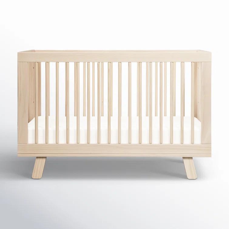 Babyletto Hudson Washed Natural Wood 3-in-1 Convertible Baby Crib with Toddler Bed Conversion Kit