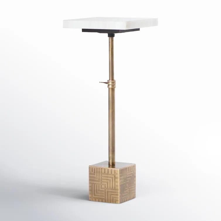 Astrid Gold and White Marble Square Accent Table