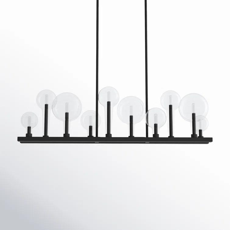 Ten Light Linear Chandelier In Transitional-Industrial Style 48.25 Inches Wide By 17 Inches High-Black Finish Hinkley Lighting 30528Bk