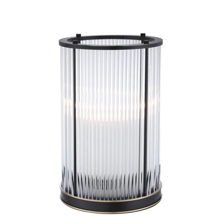 Mayson Bronze Highlight Medium Art Deco Glass Hurricane