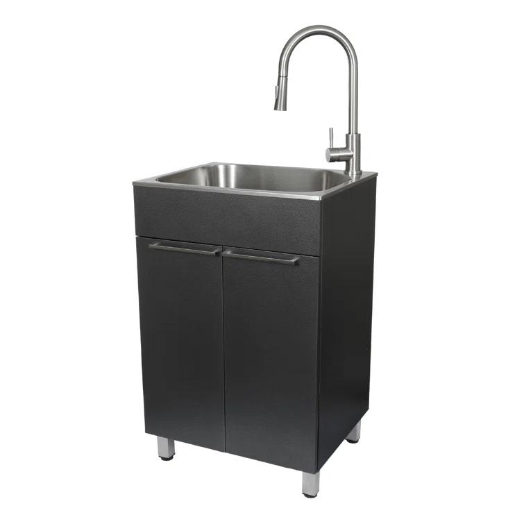 All-In-One 22" L x 18" W Free Standing Compact Laundry Sink with Faucet