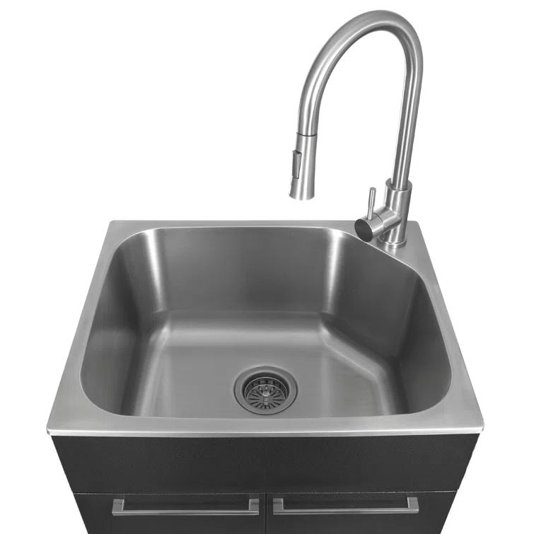 All-In-One 22" L x 18" W Free Standing Compact Laundry Sink with Faucet