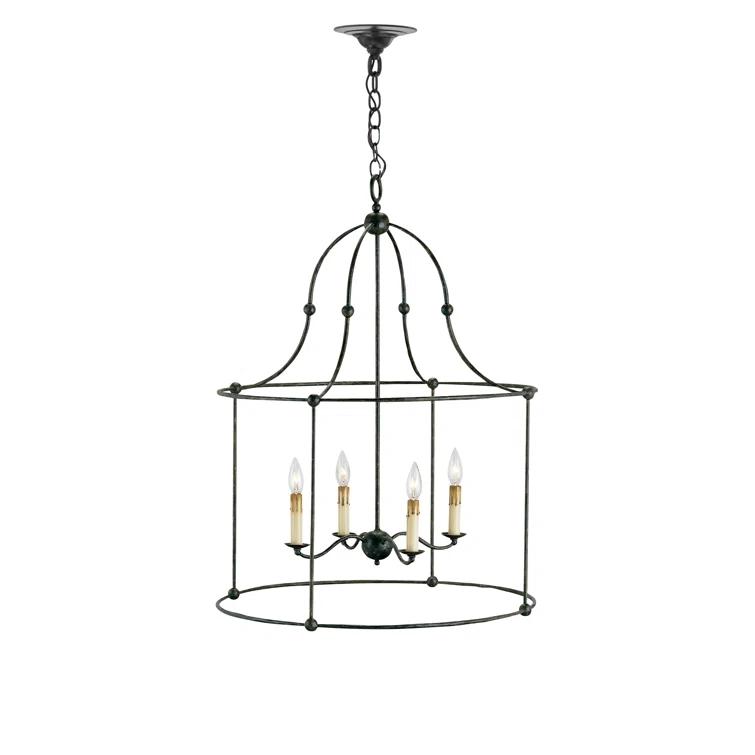 Mayfair 4-Light Candelabra Chandelier with Wrought Iron Cage