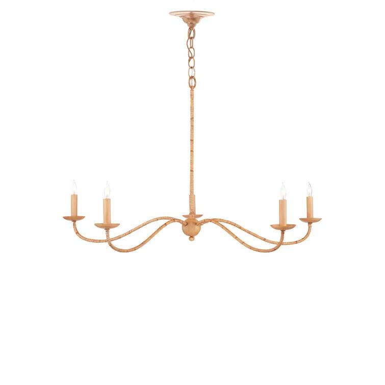 Saxon Natural Rattan 5-Light Candle Chandelier