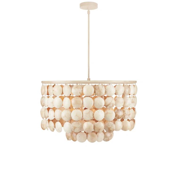 Coco Cream Drum Chandelier with Coconut Shell Discs