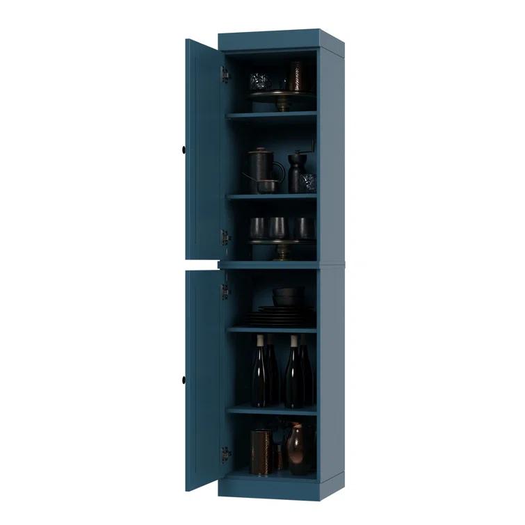 Latitude Run® Jaylena 100% Solid Wood 16.5" Pantry Cabinet with Solid Doors and Adjustable Shelves