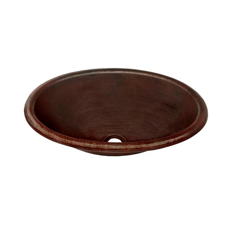 Novatto Cordoba 14'' Antique Hammered Copper Copper Oval Bathroom Sink