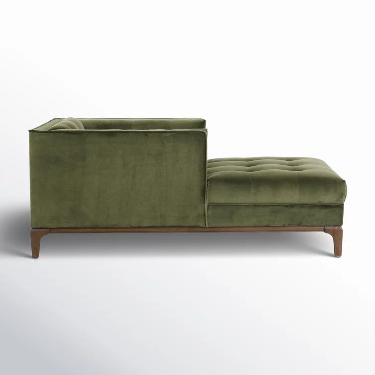 Sapphire Olive Velvet Handcrafted Contemporary Sofa Chaise