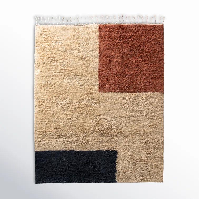 Momeni 2'x3' Neo Block Print Geometric Handwoven Accent Rug: High Pile Wool, Multicolored, Indoor, Handmade Rectangle
