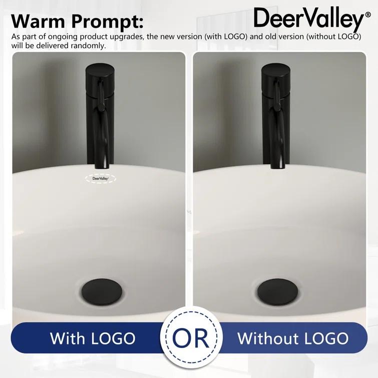 DeerValley 19.7'' x 14'' White Oval Vitreous China Vessel Bathroom Sink