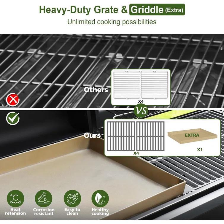 Brand-man Propane Gas Grill And Charcoal Grill Combo,grill And Griddle Combo Dual Fuel Bbq Grill With Dual Lids For Outdoor Barbecue