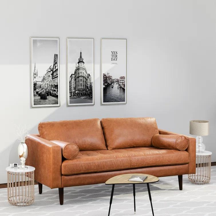 Napa 72'' Full-Grain Genuine Italian Leather Sofa