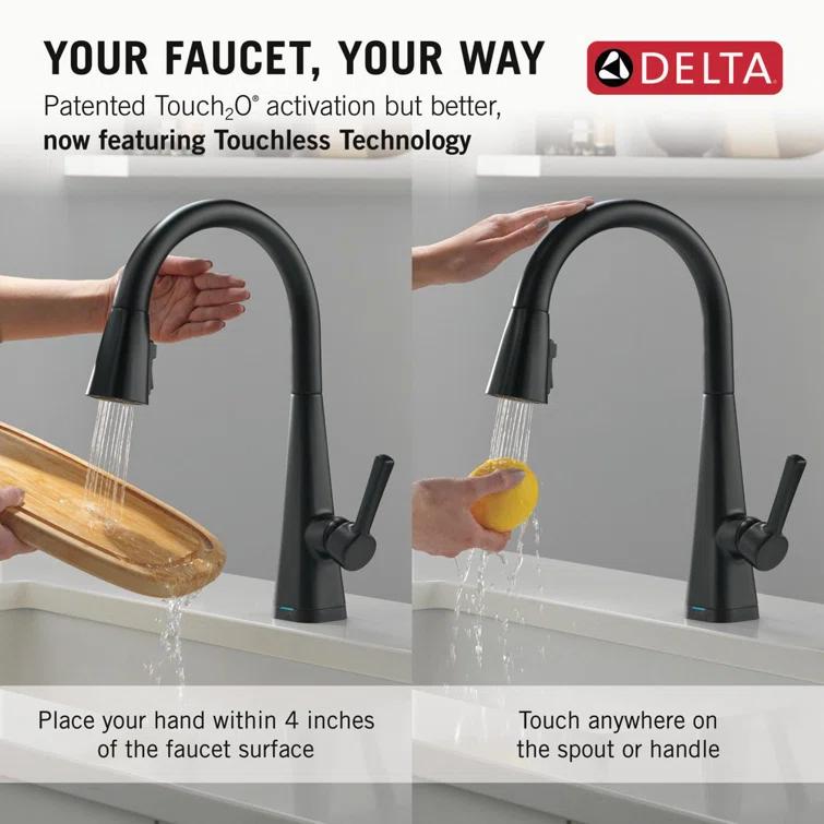 Lenta Pull Down Sprayer Touch Kitchen Sink Faucet, Touch Control Kitchen Faucet