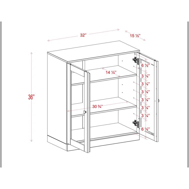 100% Solid Wood 3-Shelf Bookcase with Clear Glass Doors and Adjustable Shelves