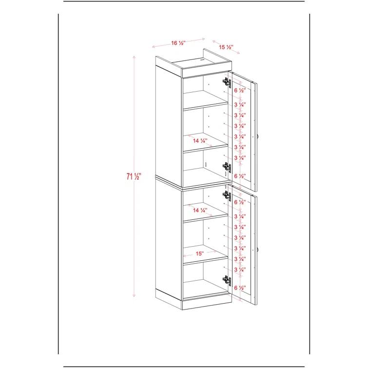 Latitude Run® Jaylena 100% Solid Wood 16.5" Pantry Cabinet with Solid Doors and Adjustable Shelves