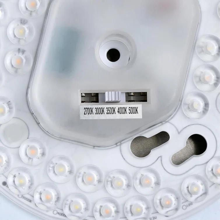 12 Inch, 15 Watt LED Indoor Semi Flush Mount Ceiling Fixture with Color Temperature Selection, Frosted Acrylic Shade