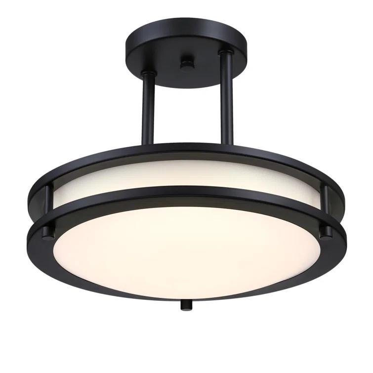 12 Inch, 15 Watt LED Indoor Semi Flush Mount Ceiling Fixture with Color Temperature Selection, Frosted Acrylic Shade
