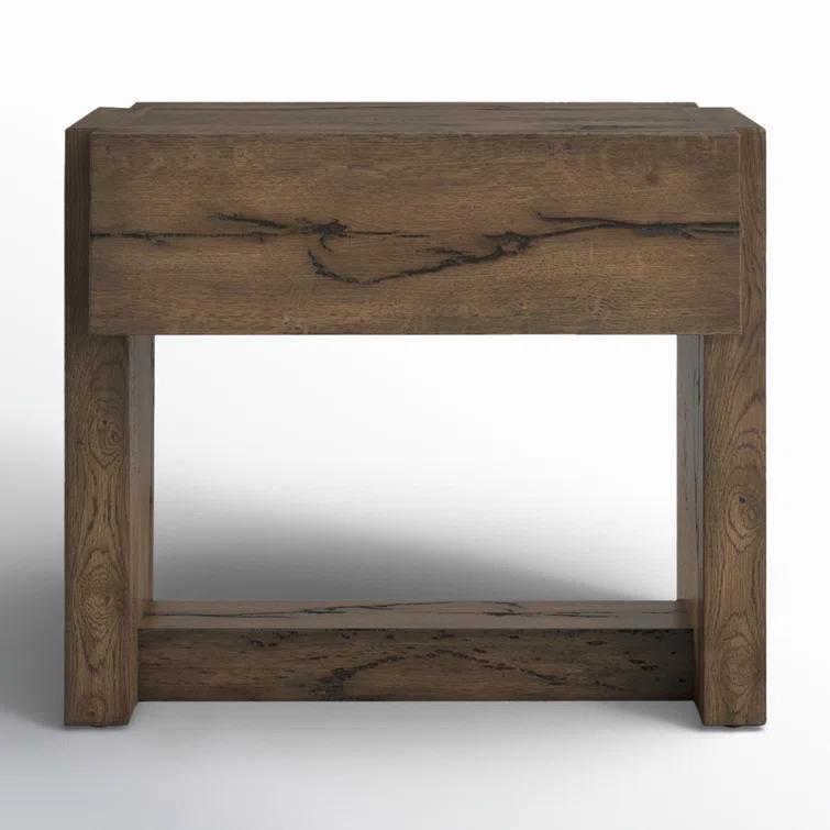 Rustic Fawn Solid Oak 1-Drawer Nightstand