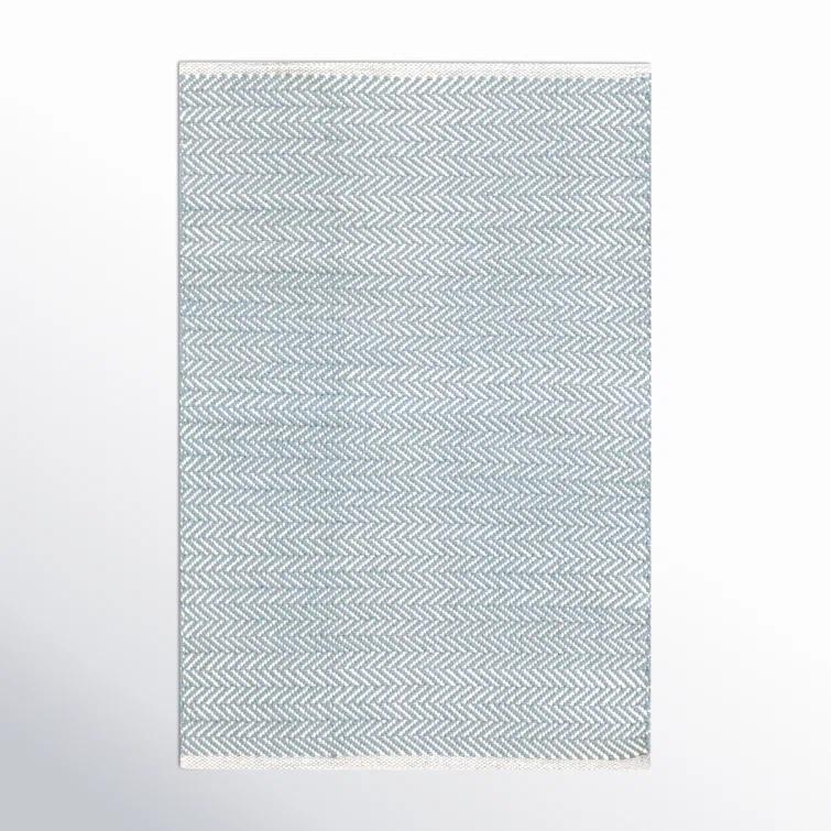 Herringbone Swedish Blue Handwoven Cotton Rug