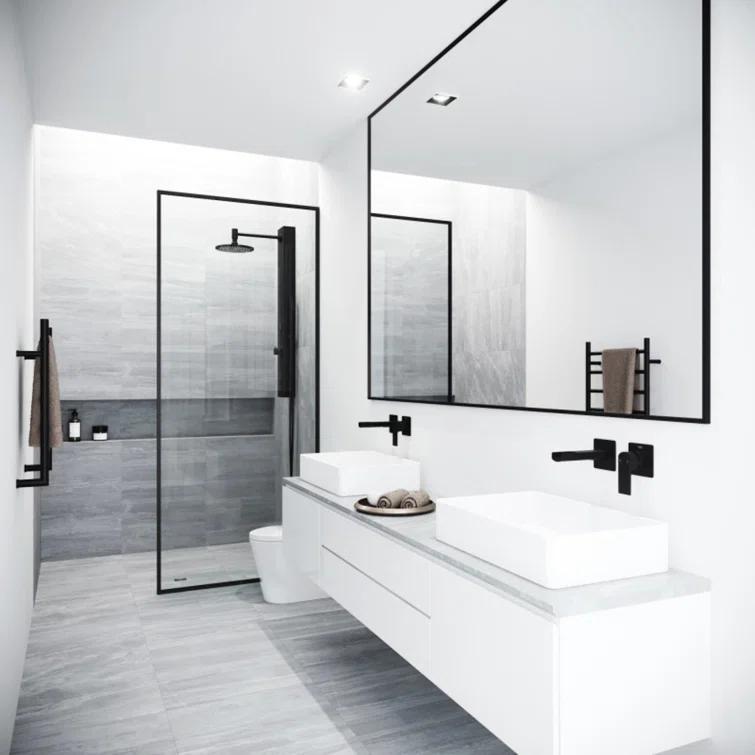 Meridian 34" W x 74" H Fixed Framed Shower Screen with 3/8" Glass