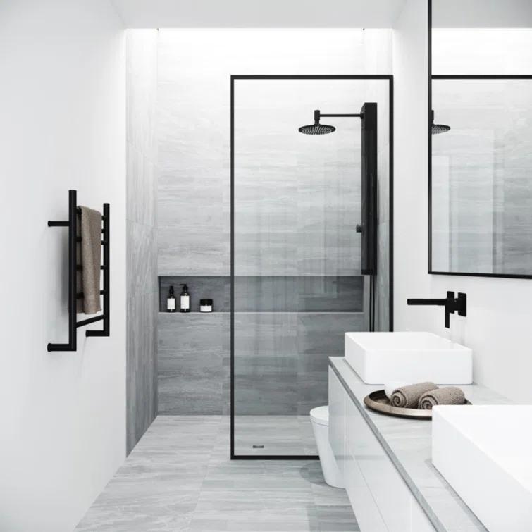 Meridian 34" W x 74" H Fixed Framed Shower Screen with 3/8" Glass