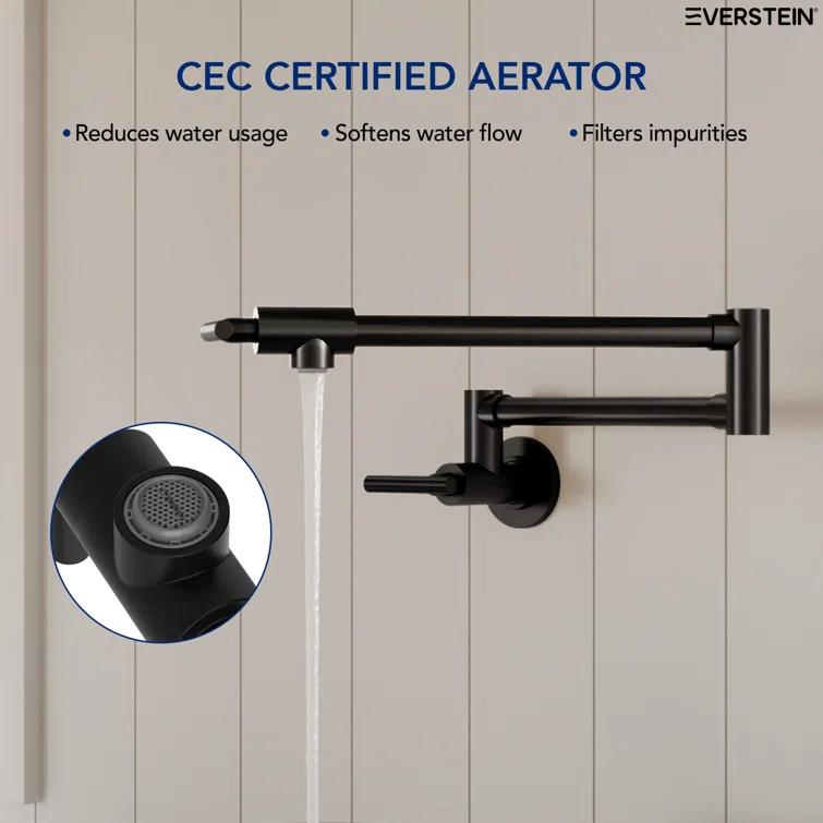 Wall-Mount Pot Filler Faucet, Swing Arm Kitchen Pot Filler Faucet