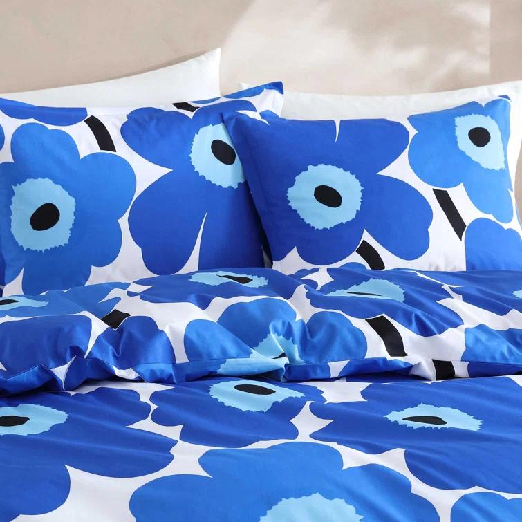 Marimekko Unikko Blue Cotton Duvet Cover Set