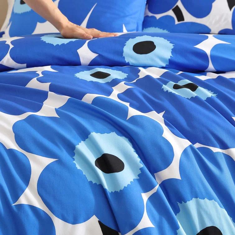 Marimekko Unikko Blue Cotton Duvet Cover Set