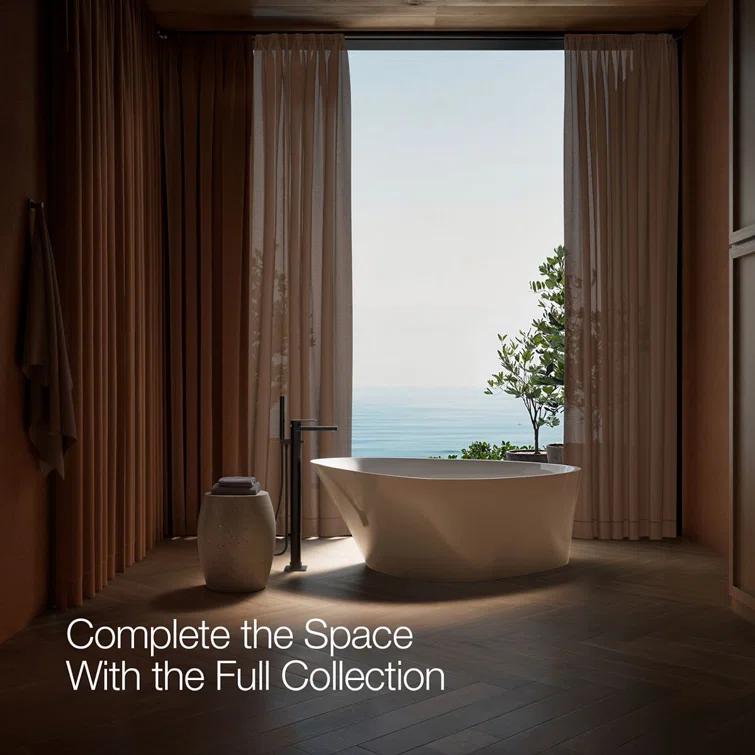 Parallel Floor-Mount Bath Filler Trim With Handshower