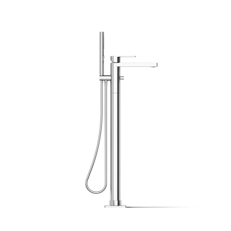 Parallel Floor-Mount Bath Filler Trim With Handshower