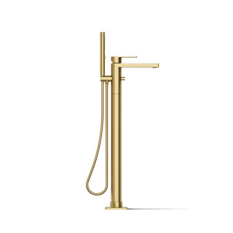 Parallel Floor-Mount Bath Filler Trim With Handshower