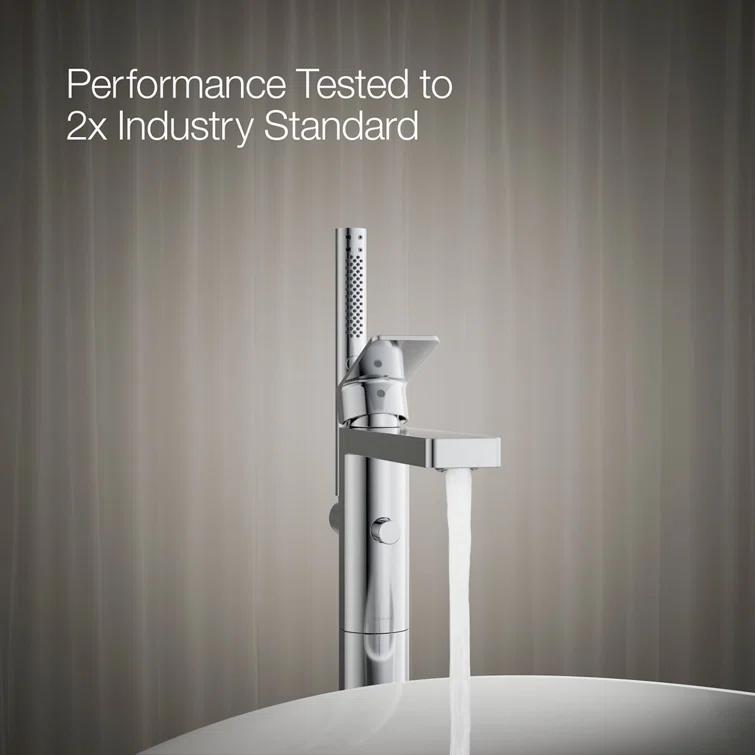 Parallel Floor-Mount Bath Filler Trim With Handshower