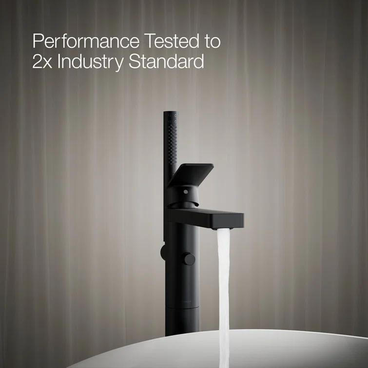 Parallel Floor-Mount Bath Filler Trim With Handshower