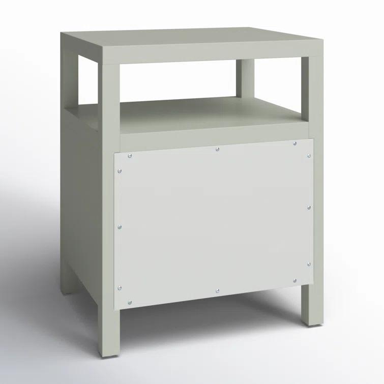Sage Green Traditional 2-Drawer Nightstand with Open Shelf
