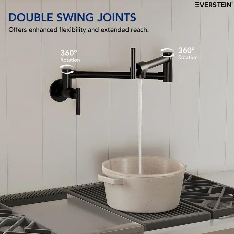 Wall-Mount Pot Filler Faucet, Swing Arm Kitchen Pot Filler Faucet