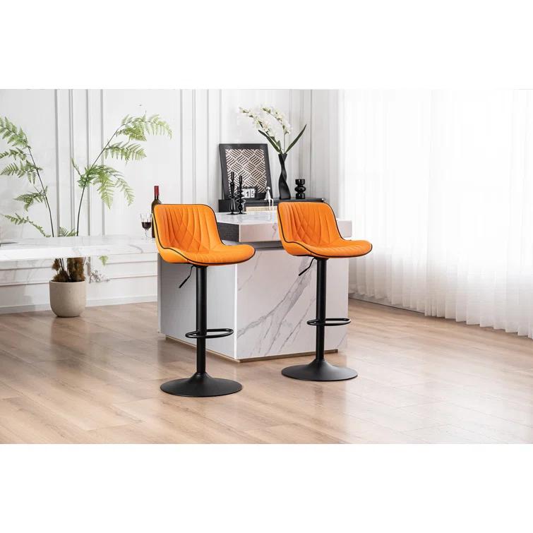 Zager Swivel Adjustable Height Bar Stools, Leather Upholstered Counter Stools, Modern Pub Stool