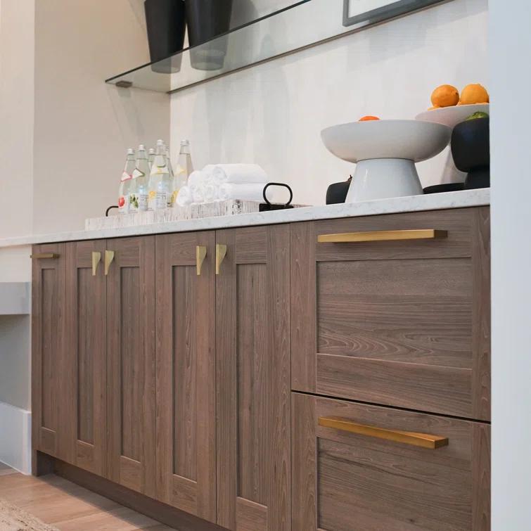 Brushed Golden Brass Modern Finger Pull Handle 3 Inch