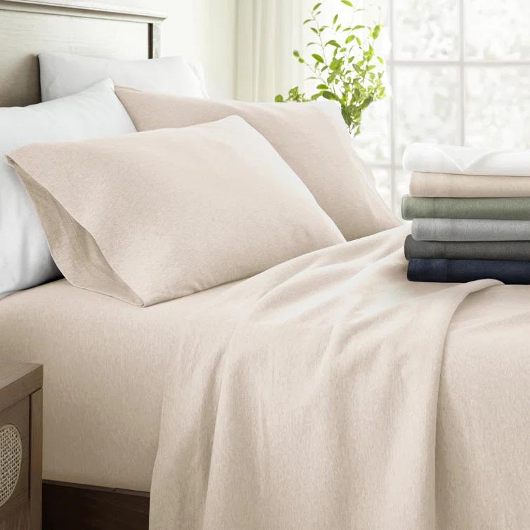 4 Piece 100% Cotton Jersey Knit Sheet Sets