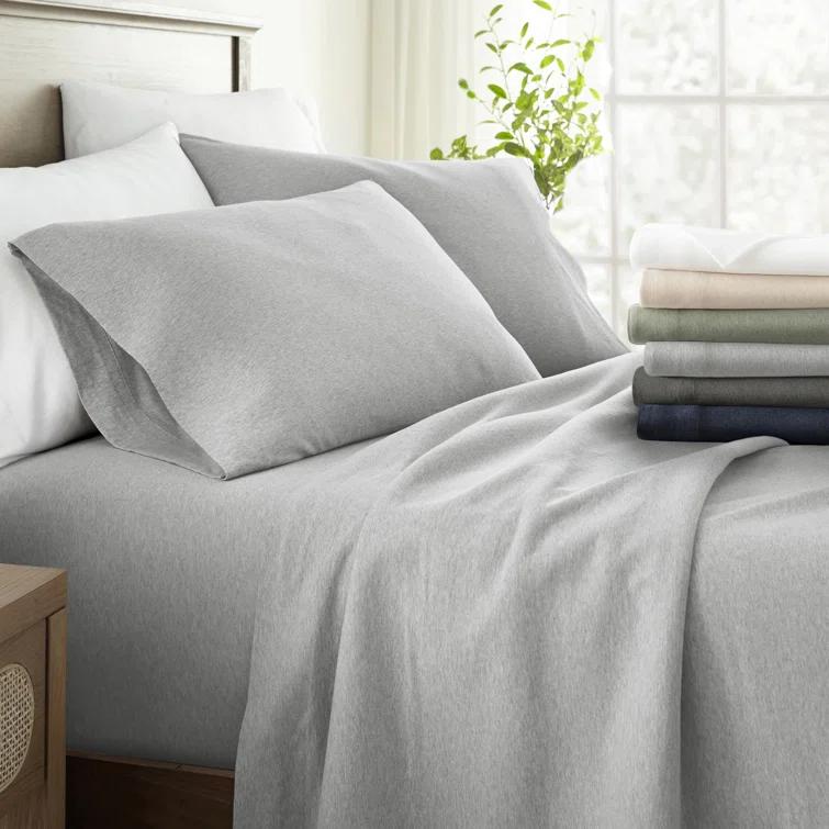 4 Piece 100% Cotton Jersey Knit Sheet Sets