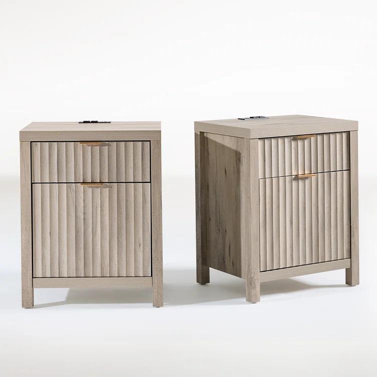 Arrilla 25'' 2 - Drawer Nightstand with Built-In Outlets