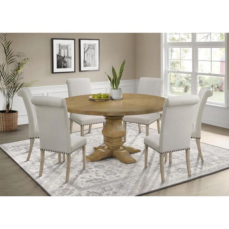 Florence Round Dining Set Rustic Smoke And Beige