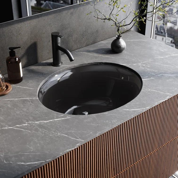 Ruvati 16 x 13 inch Undermount Bathroom Sink Oval Porcelain Ceramic with Overflow