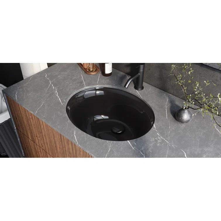 Ruvati 16 x 13 inch Undermount Bathroom Sink Oval Porcelain Ceramic with Overflow