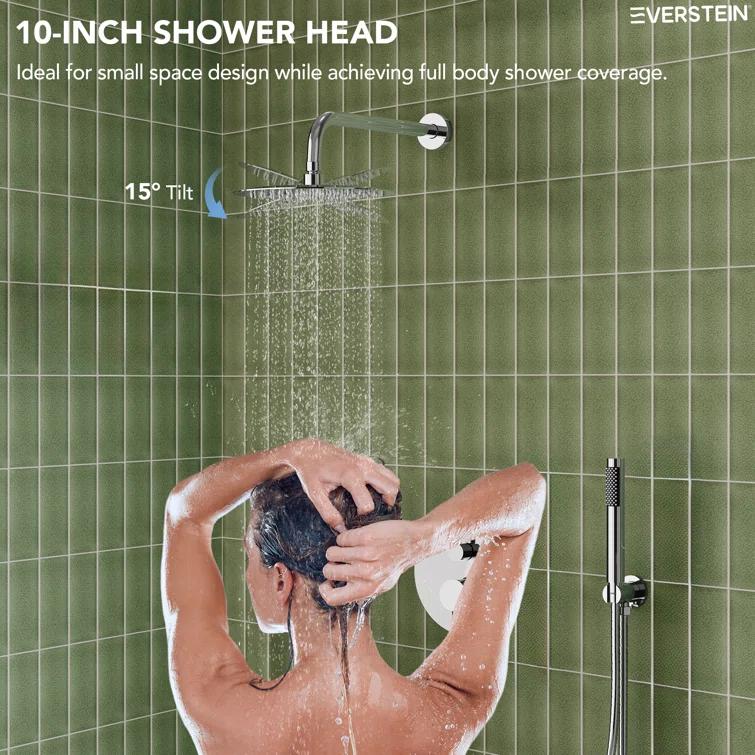 10-Inch High-Pressure Rainfall Shower System, Tub Faucet Set with Pressure Balanced Valve