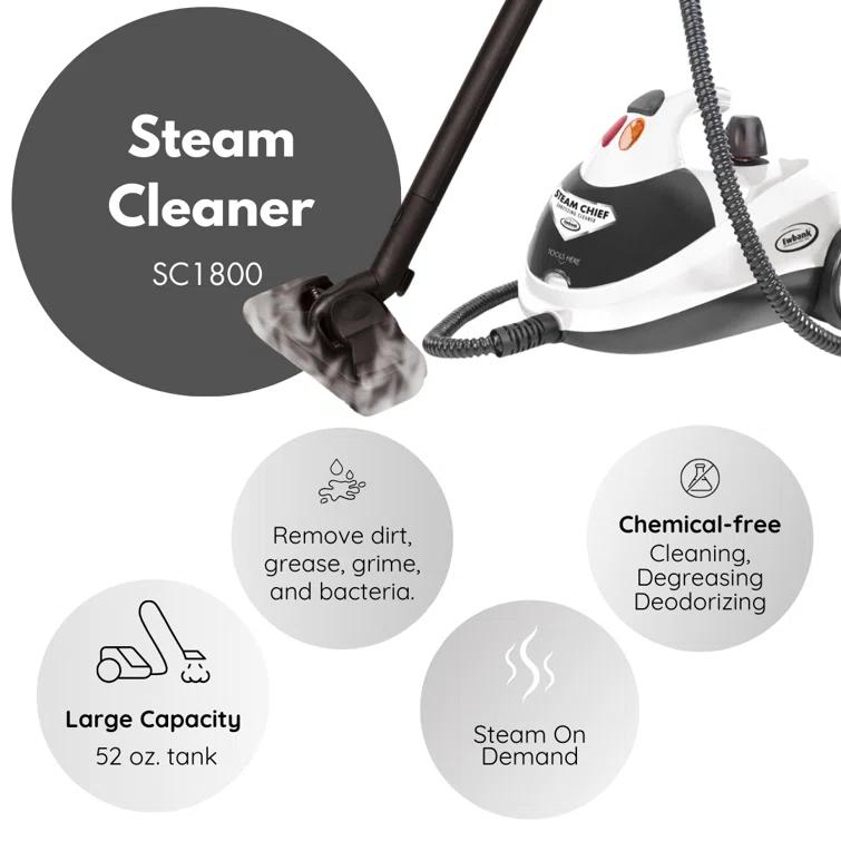 Steam Chief 1800 Watt Steam Cleaner and Portable Sanitizer with Attachments