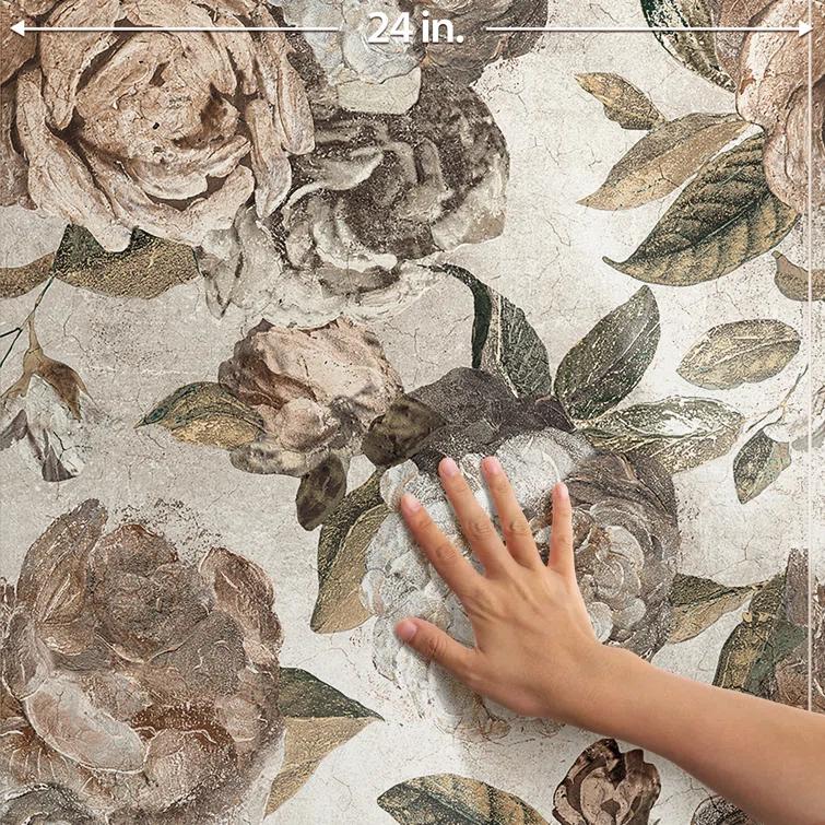 Merola Tile Parete Fiori 24" x 47" Porcelain Natural / Floral Wall & Floor Tile