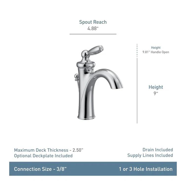Brantford Single Hole Bathroom Faucet with Drain Assembly