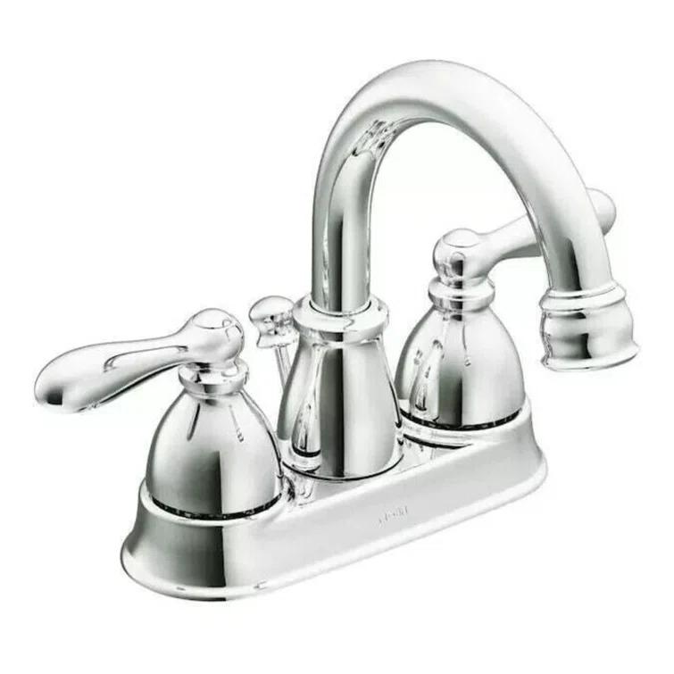 Moen Caldwell Chrome 4-in centerset 2-Handle WaterSense Bathroom Sink Faucet with Drain