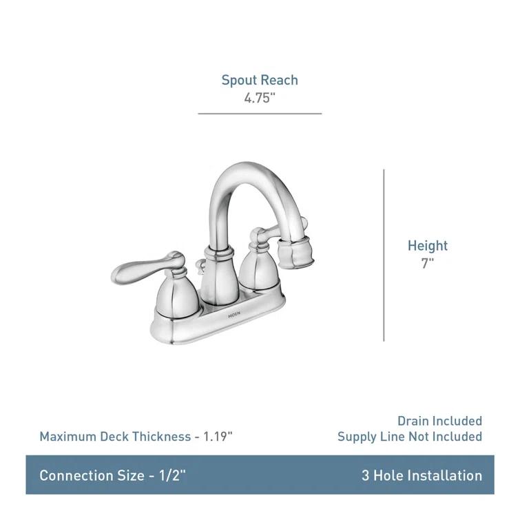 Moen Caldwell Chrome 4-in centerset 2-Handle WaterSense Bathroom Sink Faucet with Drain