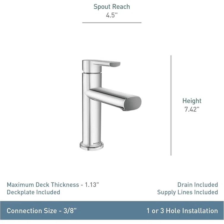 Moen Moen Meena Single Hole Bathroom Faucet with Drain Assembly 84794